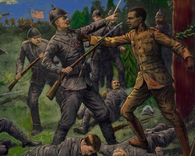 Belated World War I soldiers honored This image is taken from a World War I recruitment poster that prominently featured Henry Johnson, posthumously awarded the Medal of Honor. Image: U.S. Army.